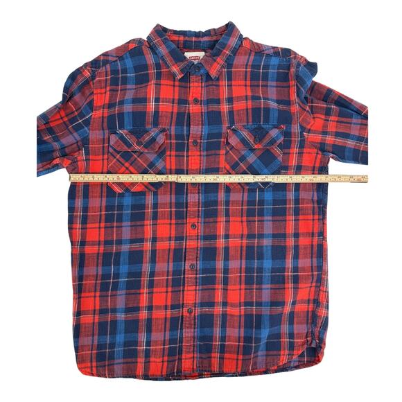 Levi’s Red & Blue Plaid Button Down, Size L - Picture 4 of 6